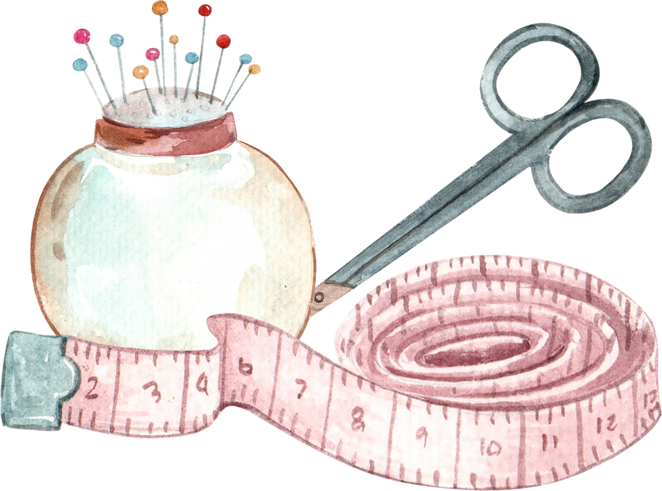 Watercolor Sewing Accessories Illustration
